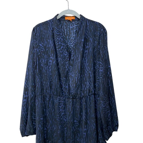 Gigi Parker Size L‎ Navy  Leopard Eclipse Tiered Long Sleeve Pullover Dress - Picture 4 of 7